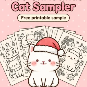 FREE Christmas Cat Coloring Sampler — 5 Pages — cover