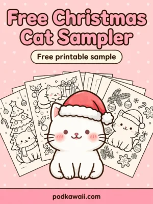 FREE Christmas Cat Coloring Sampler — 5 Pages — cover