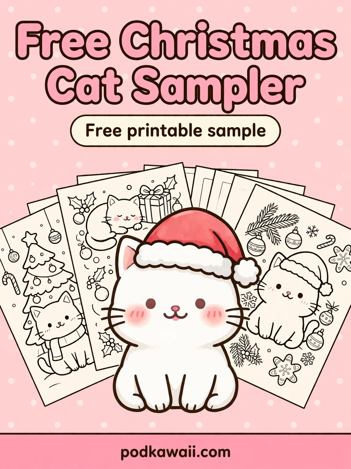 FREE Christmas Cat Coloring Sampler — 5 Pages — cover