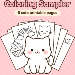 FREE Kawaii Coloring Sampler — 5 Cute Pages — cover