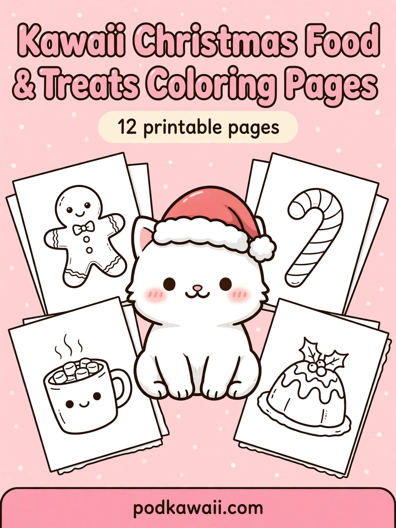12 Kawaii Christmas Food & Treats Coloring Pages — cover