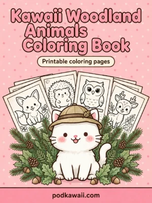 Kawaii Woodland Animals Coloring Book — cover