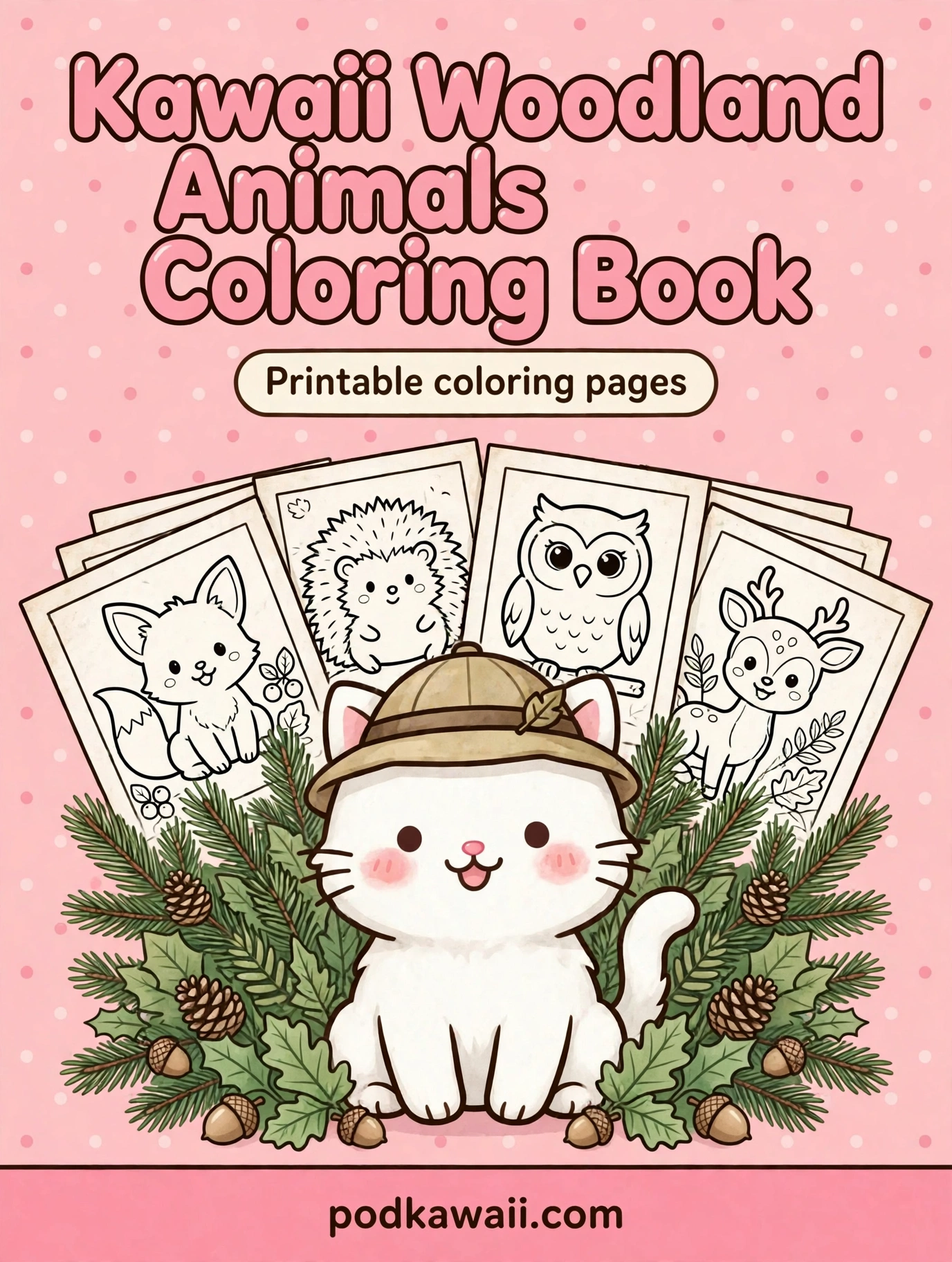 Kawaii Woodland Animals Coloring Book — cover