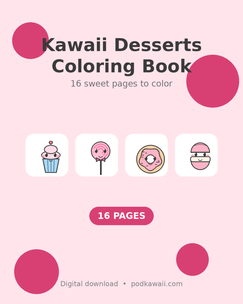 Kawaii Desserts Coloring Book — cover