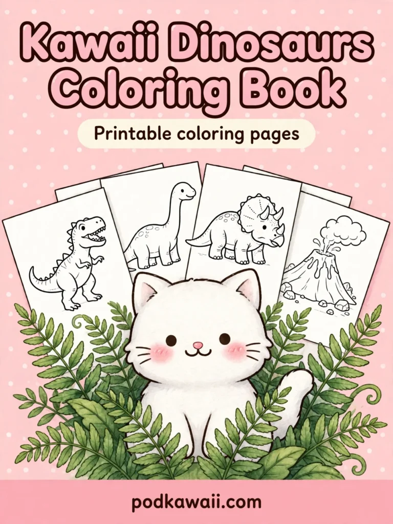 Kawaii Dinosaurs Coloring Book — cover