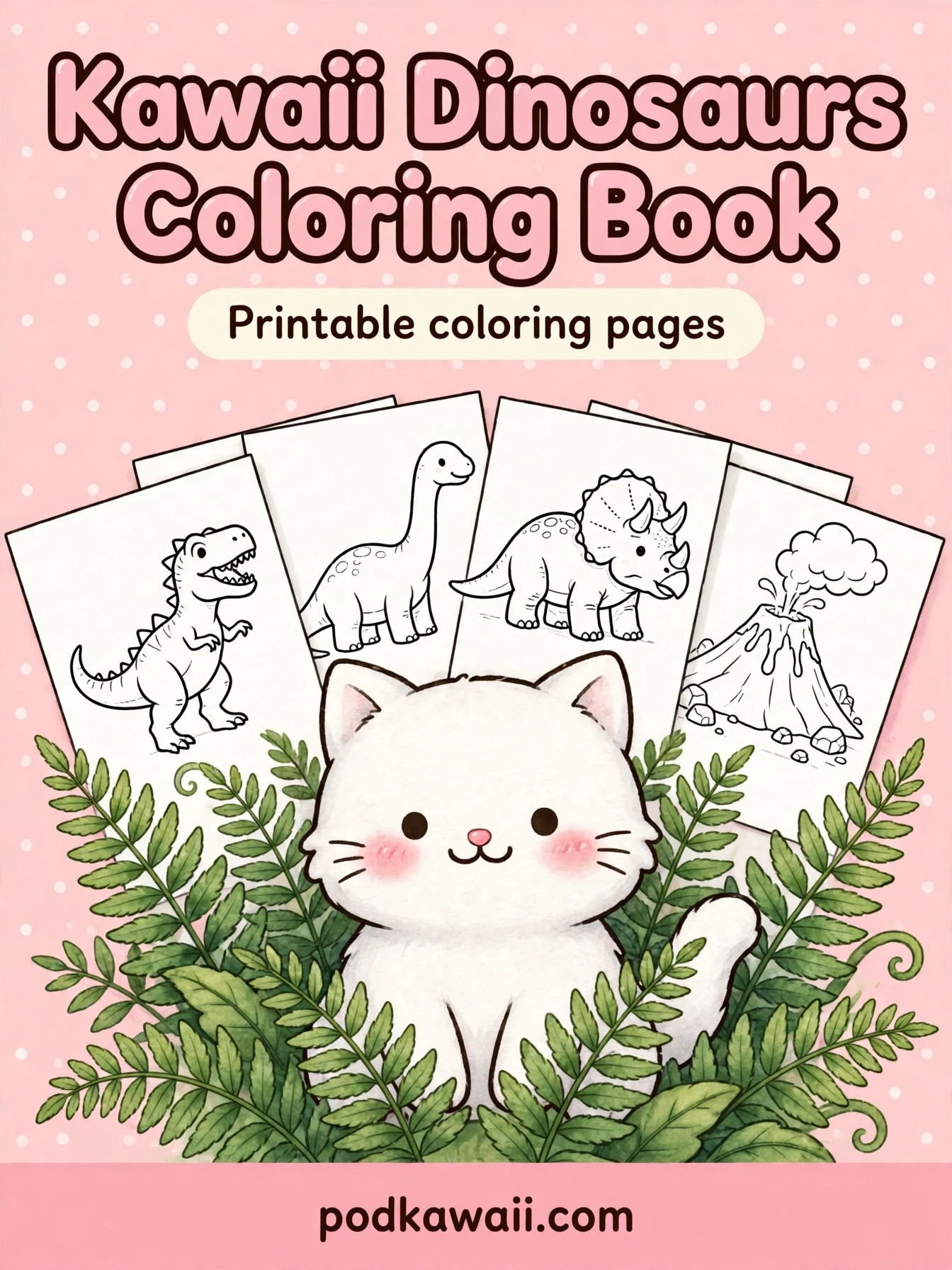 Kawaii Dinosaurs Coloring Book — cover