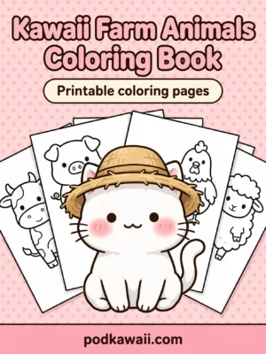 Kawaii Farm Animals Coloring Book — cover