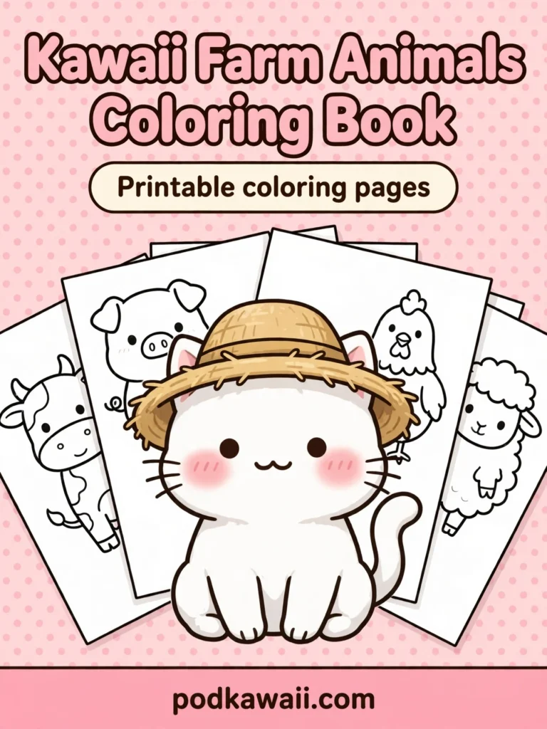 Kawaii Farm Animals Coloring Book — cover
