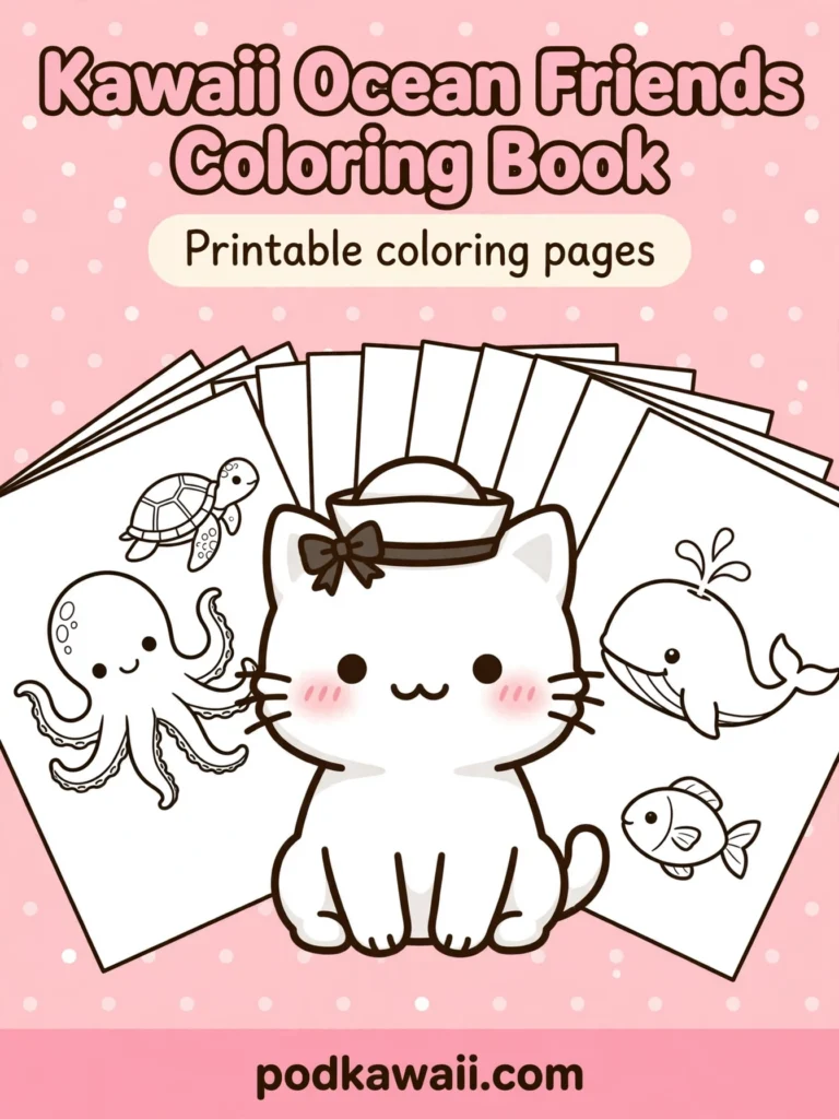 Kawaii Ocean Friends Coloring Book — cover