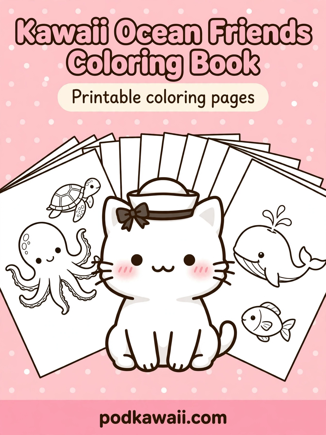 Kawaii Ocean Friends Coloring Book — cover