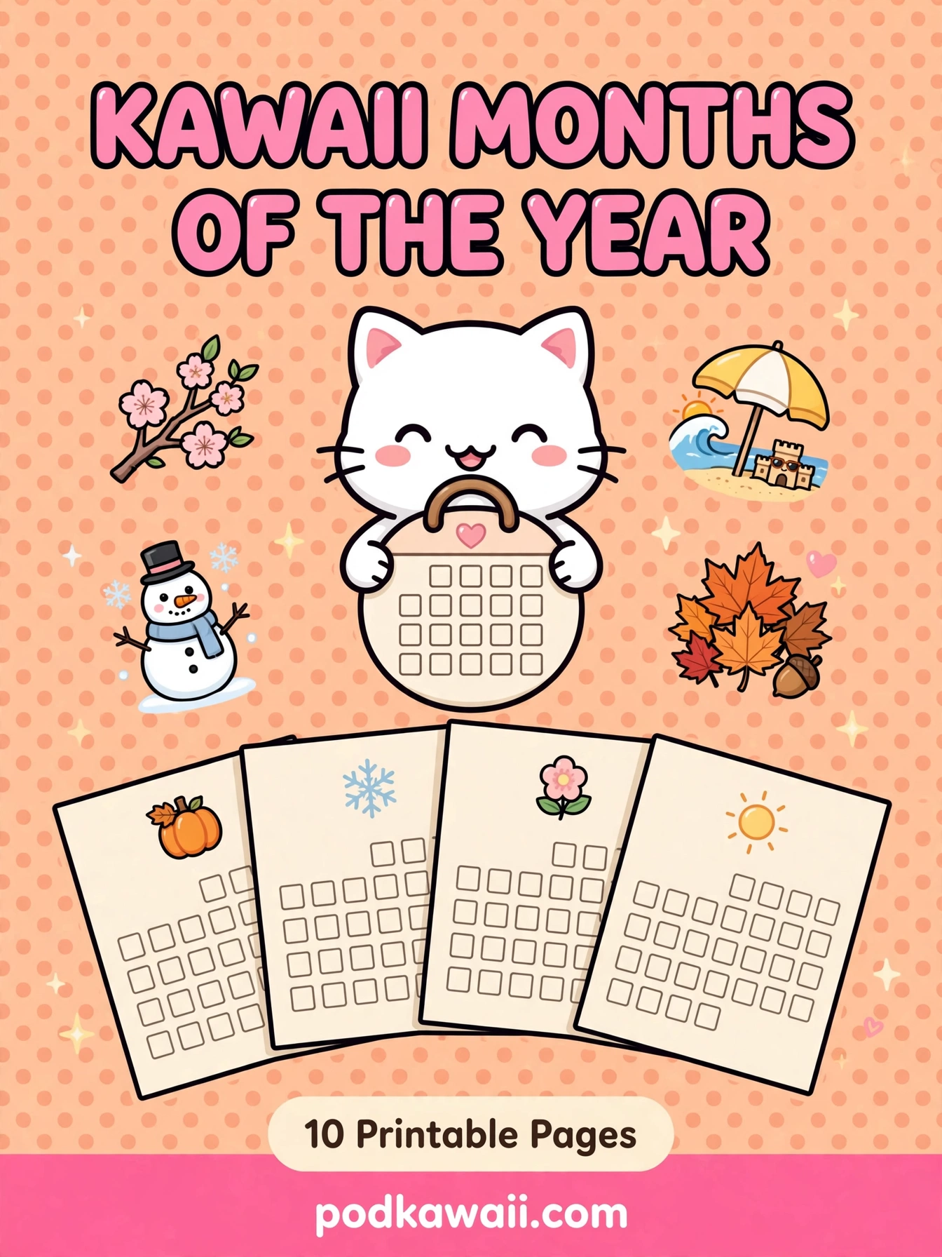 Kawaii Months of the Year Printables Pack — cover