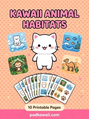 Kawaii Animal Habitats Printables Pack — cover
