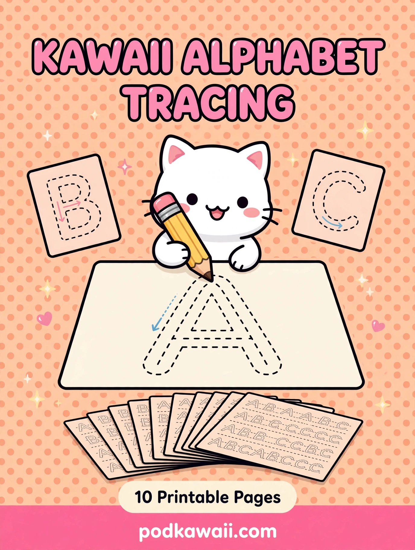 Kawaii Alphabet Tracing Printables Pack
