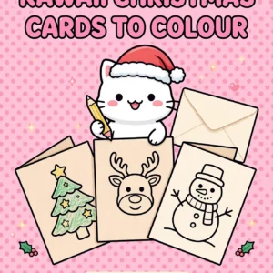 8 Kawaii Christmas Cards to Colour & Print — cover