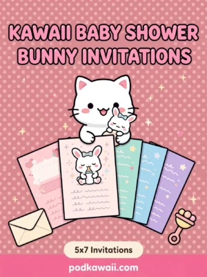Kawaii Baby Shower Bunny Invitation Templates — cover