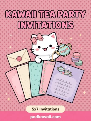 Kawaii Tea Party Invitation Templates — cover