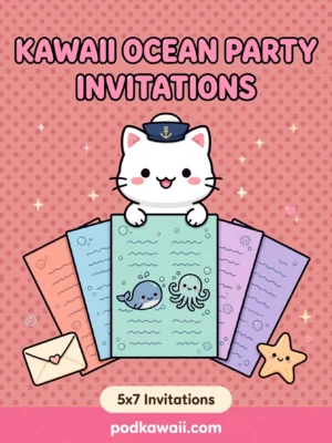 Kawaii Ocean Party Invitation Templates — cover