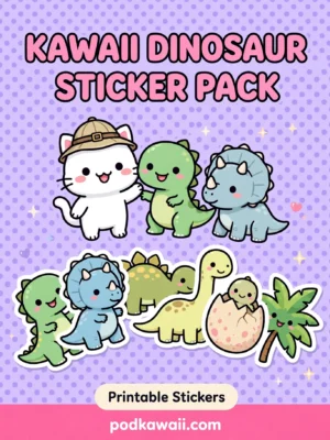 Kawaii Dinosaur Sticker Pack — cover
