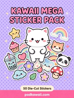 Kawaii Sticker Mega Pack — 50 Cute Die-Cut Stickers — cover