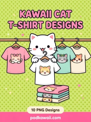 Kawaii Cat T-Shirt Designs — cover