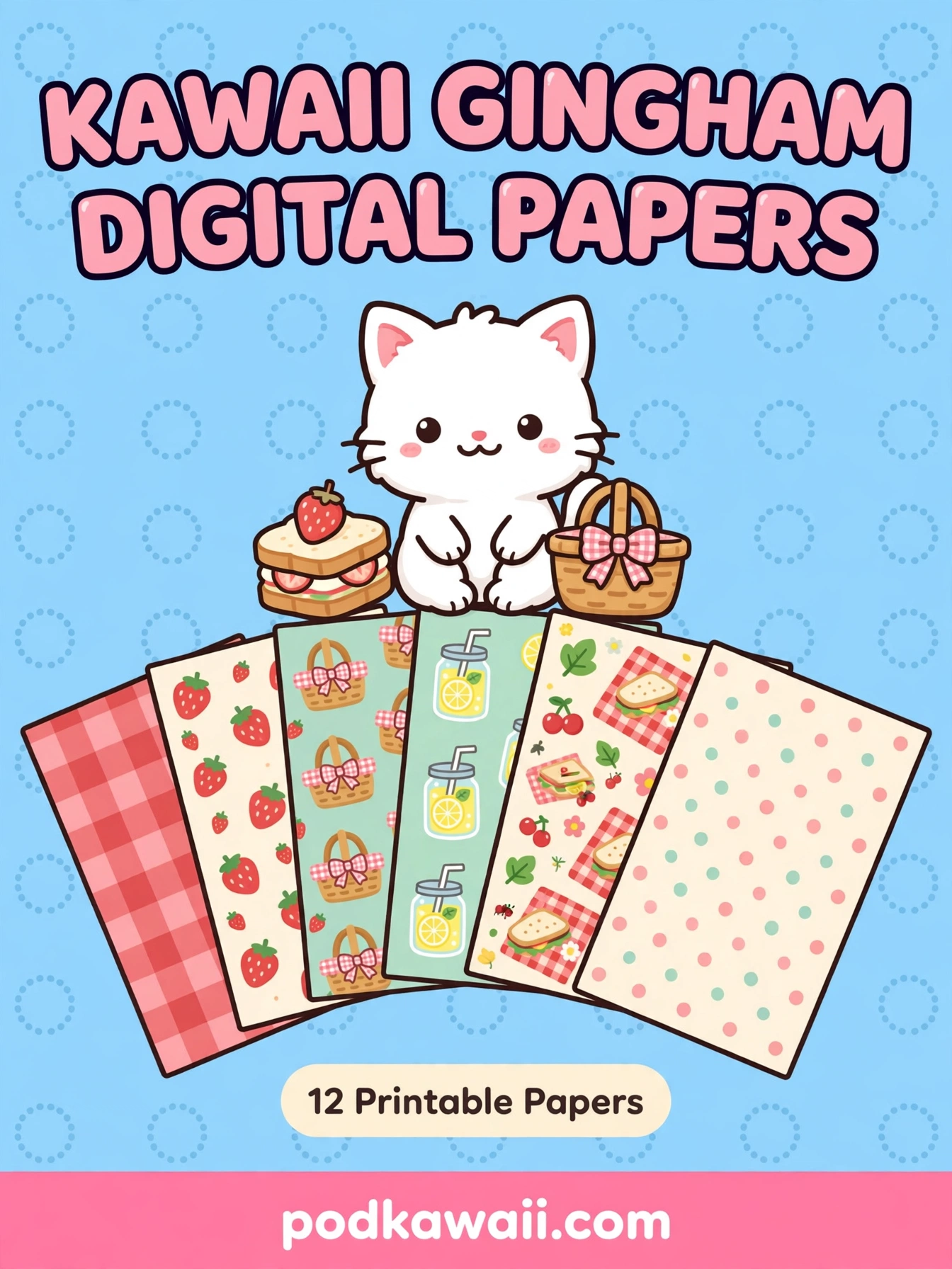 Kawaii Gingham Picnic Papers — cover